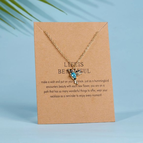 💎NWT Crystal Hummingbird Necklace - Picture 2 of 9